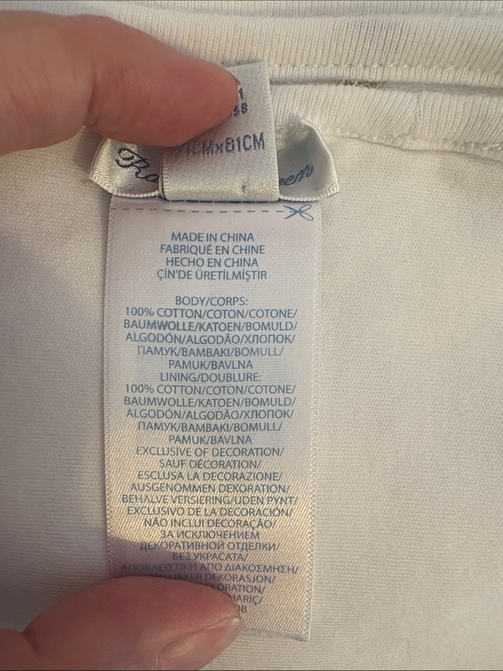 Ralph Lauren White Baby Blanket with Blue Teddy Bear Motif - Picture 5 of 5